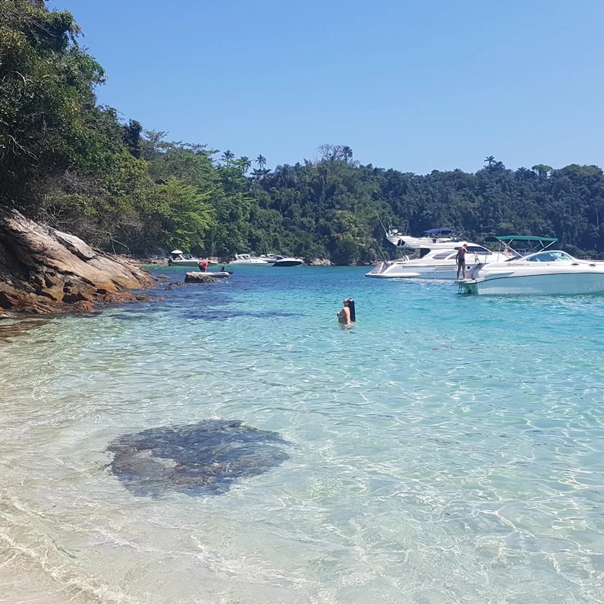 해변 중앙의 투명한 물가